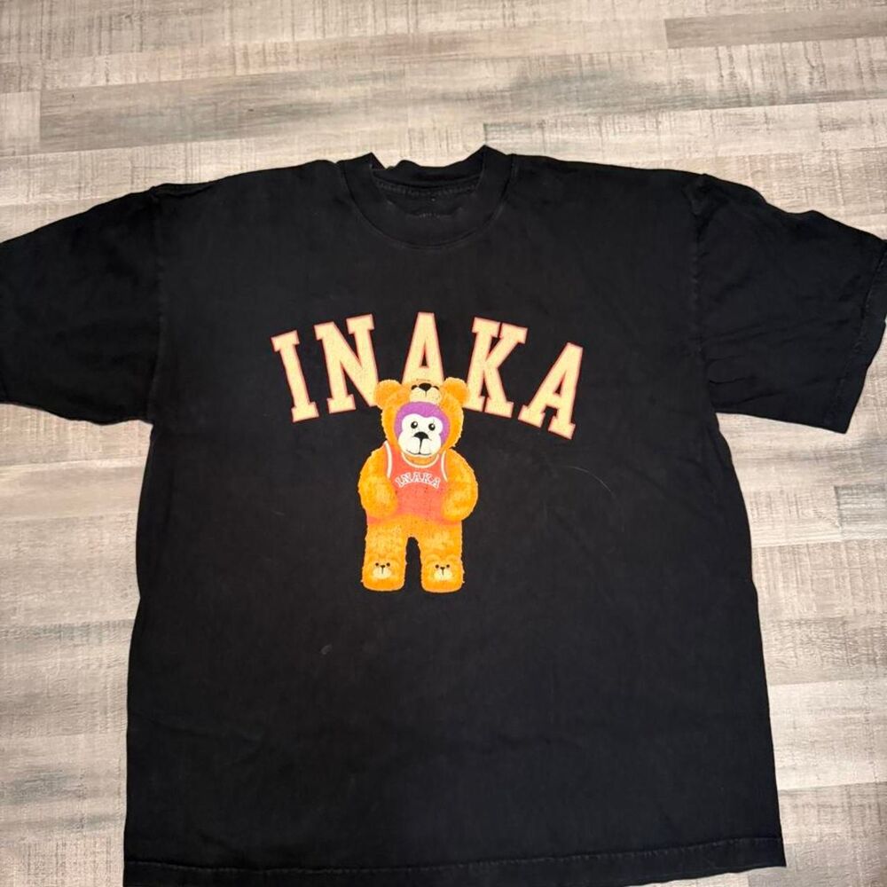 Inaka Power Teddy Bear Graphic T-Shirt Black Size L Oversized Boxy Gym Hype
